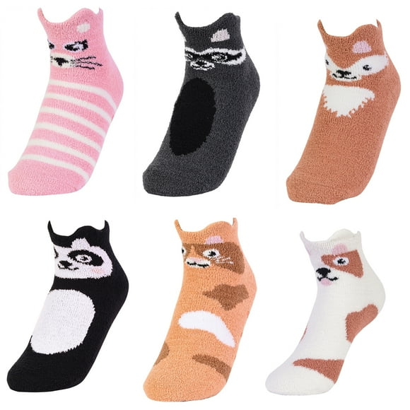 Uni Style Apparel 6 Pairs Womens Girls Cute Animal Ankle Socks (6-8, Animal 2)