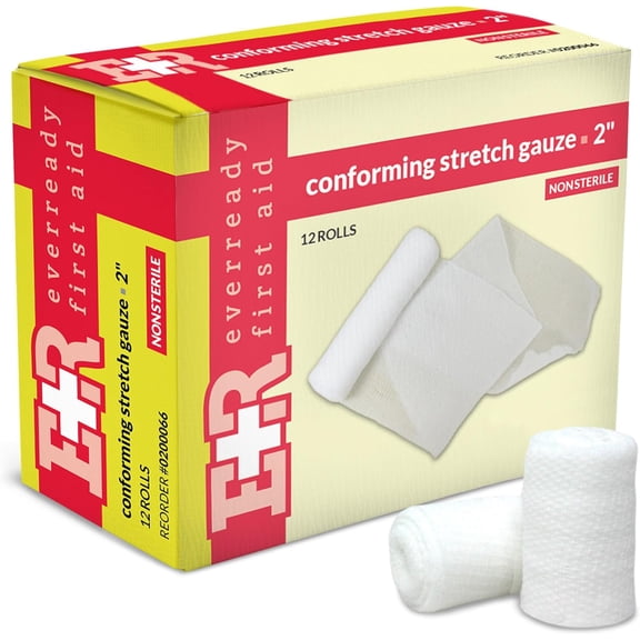 Ever Ready First Aid Conforming Gauze Roll Bandage Non Sterile Box of 12-2 inch
