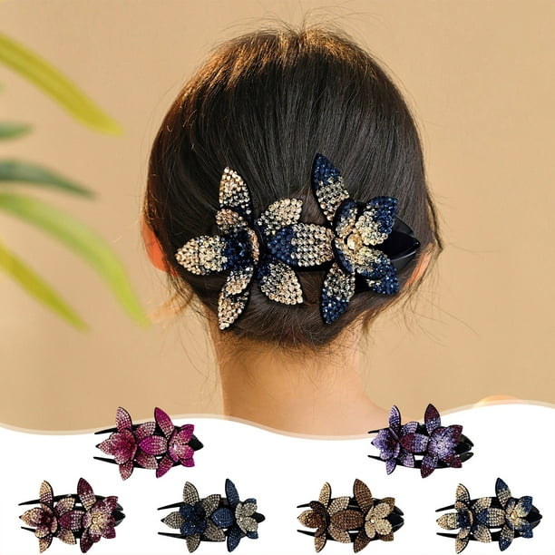 Nuevo clip de pico de pato con flor de diamantes de imitación, grande, coreano, elegante, para dama, elegante, pasador para el cabello, accesorios para el cabello, elegante clip para cola de moño para