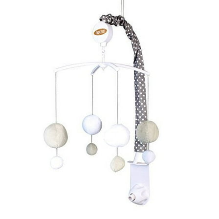 Bacati - Mix N Match Ikat Chevron/Dots Grey Musical Baby Crib Mobile