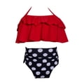 thumbnail image 6 of GYRATEDREAM Girls Women 2-Pieces Bikini Set Ruffle Bathing Suit Floral Halter Swimsuit, 6 of 8