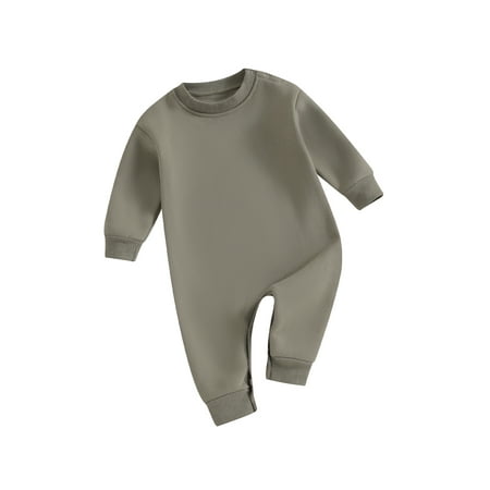 

Mioliknya Baby Boys Girls Fleece Sweatshirts Rompers Solid Color Jumpsuits