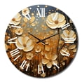 thumbnail image 2 of Designart "Pointillism Dot Artistry Golden Petals in Wildflowers" Floral Oversized Wall Clock, 2 of 5