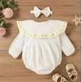 thumbnail image 7 of StylesILove Baby Girls 3D Daisy Collar Long Sleeve Gauze Cotton Romper & Headband 2pcs Fall Winter Jumpsuit Outfit (White, 6 Months), 7 of 7