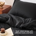 thumbnail image 2 of Sleep Zone Striped Jacquard Bedding Set King Size, 3 Piece Luxury Ultra Soft Comforter Set, Lightweight Breathable & Durable Black Bedding Set, 2 of 13
