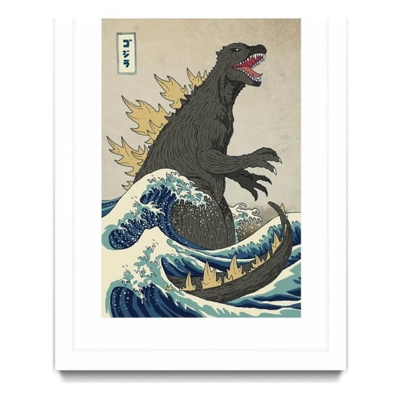 Giant Art 24x36 The Great Monster off Kanagawa Matted and Framed in Multi-Color