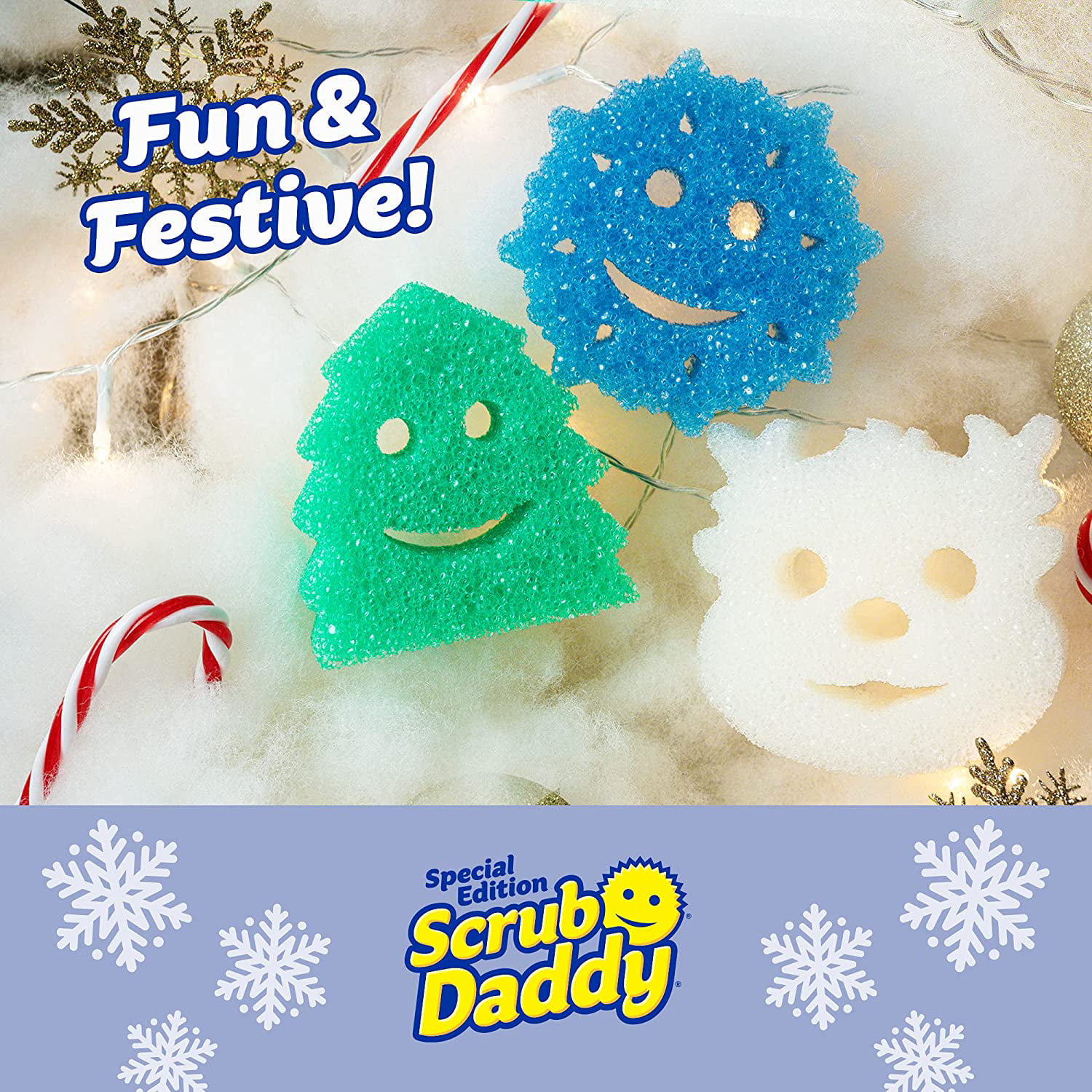 Scrub Daddy Colors Christmas, Sponge Multipack, Dish Sponges for Washing  Up, Texture Changing Scratch-Free Cleaning for Kitchen & Bathroom, Odour  Resistant, Dishwasher Safe, Multi Use Pack of 3 : : Grocery