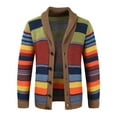 thumbnail image 2 of Uuszgmr Mens Coat Male Autumn And Winter Lapel Color Matching Knitted Cardigan Sweater Coat, 2 of 8