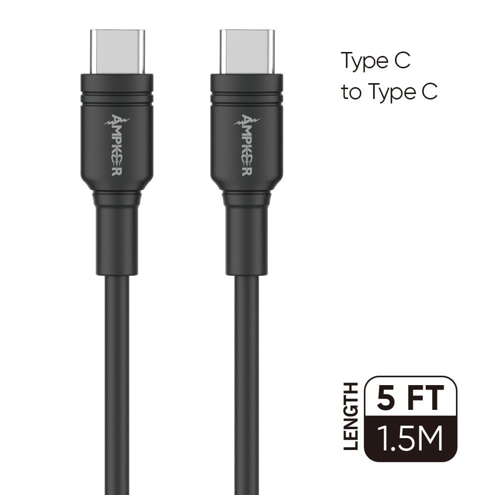 Black 10 Feet Monoprice USB 2.0 Type-C to Type-C Charge and Sync Nylon-Braid Cable Palette Series Fast Charging Stay Synced 138886 Aluminum Connectors
