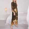 thumbnail image 3 of Yiaed Gold butterfly glitter Print Pajamas Women's Long Sleeve Sleepwear Soft Button Down Loungewear Pjs Lounge Set Nightwear Womens Pajama Pants-Large, 3 of 7