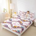 thumbnail image 3 of Manfei Cartoon Train Queen Sheets,Pink Clouds Print Queen Sheet Sets,4pcs,1 Flat Sheet, 1 Fitted Sheet and 2 Pillowcases, 3 of 6