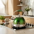 thumbnail image 2 of HausRoland Stainless Steel Whistling Kettle 3.7 Qt (3.5 L) Stovetop Kettle with Ergonomic Handle Tea Kettle for Stove Top, Green, 2 of 7