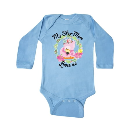 

Inktastic Baby Flamingo My Step Mom Loves Me in Flower Wreath Gift Baby Boy or Baby Girl Long Sleeve Bodysuit