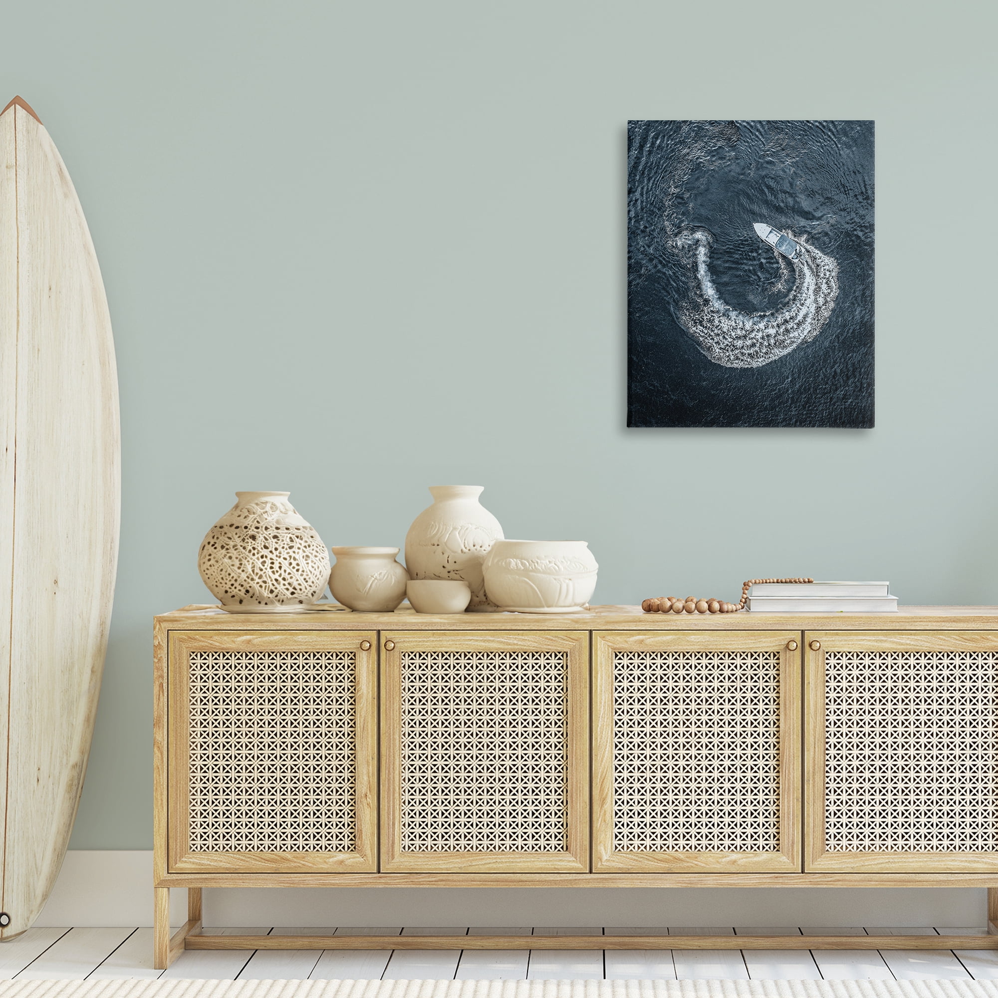 Stupell Industries Boat Circling Water Transportation Photography Gallery Wrapped Canvas Art Print Wall Art, 24 x 30