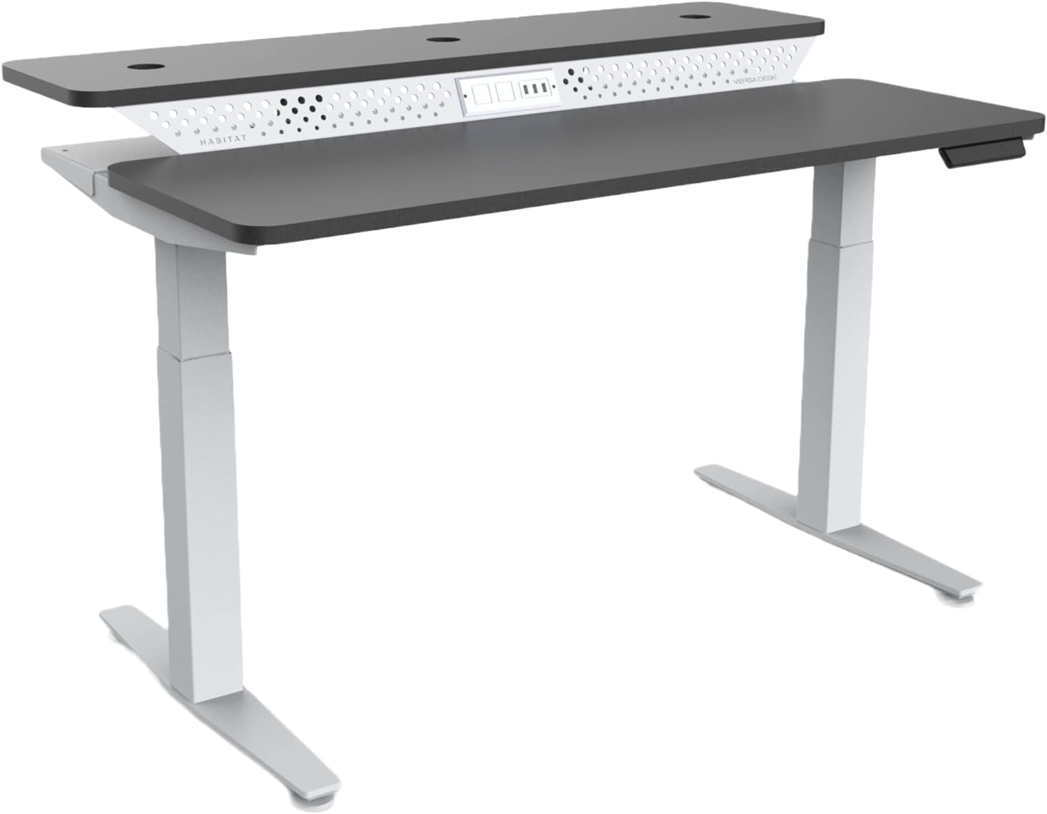 Versadesk Powerlift Electric Standing Desk - Split-Level, Height Adjustable Sit-to-Stand, Dual Motor & Memory | Home & Office | Black ( 48x30 )