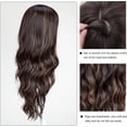 thumbnail image 4 of Long Curly Brown Highlight Wigs With Bangs Wig for Women Synthetic Hair Wig for Party Cosplay Daily Use -26 inches, 4 of 6