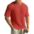 thumbnail image 2 of ADSSDQ Men's Round Neck Short Sleeve Waffle Knit Tee Summer Casual T Shirt Tops Red 4XL, 2 of 5