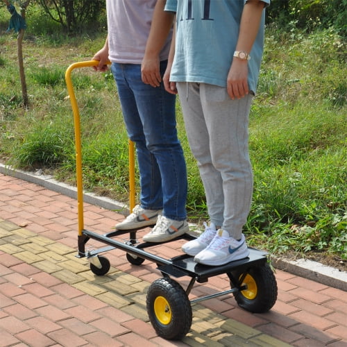 Hi-GARDEN,1-YEAR-WARRANTY,2 in 1, 330 LBS, Heavy Duty,Hand Truck, 2 Wheel Dolly Cart and 4 Wheel Push Cart with Swivel Wheels Platform Cart for Moving/Warehouse/Garden/Grocery