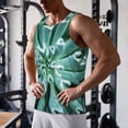thumbnail image 5 of Pofeuu Teal Cactus Print Men's Workout Tank Tops Sleeveless Muscle Gym Shirt Quick Dry-4X-Large, 5 of 7