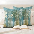 thumbnail image 3 of Daisy Flower Outdoor Waterproof Pillow Covers, Vintage Floral Oil Painting Modern Wood Decorative Square Throw Pillowcase Sofa Cushion Sham for Patio/Couch/Chair, 18"x18" 2 Pack, 3 of 8