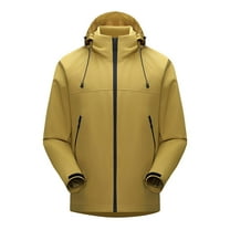 Hvyesh Men's Lightweight Jackets Casual Zip Up Softshell Jackets Outdoor Hooded Pocket Raincoat Jacket Fall Drawstring Zippered Jackets for Men Hiking Cycling Sportswear