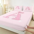 thumbnail image 3 of Castle Fairy Girls Monogrammed Letter 3pcs Twin Sheet Sets,Pink Bow Twin Fitted Sheet,Sparkling Sequin Breathable Flat Sheet,Microfiber Bedroom Decor, 3 of 7