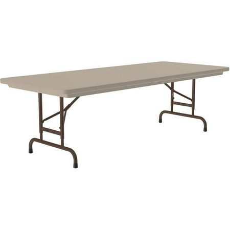 UrbanPro 22-32"H Adjustable Heavy Duty Blow-Molded Folding Table in Mocha