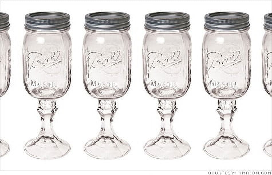 Ball Mason Jar Wine Glasses W/ Lids - Pair #5738