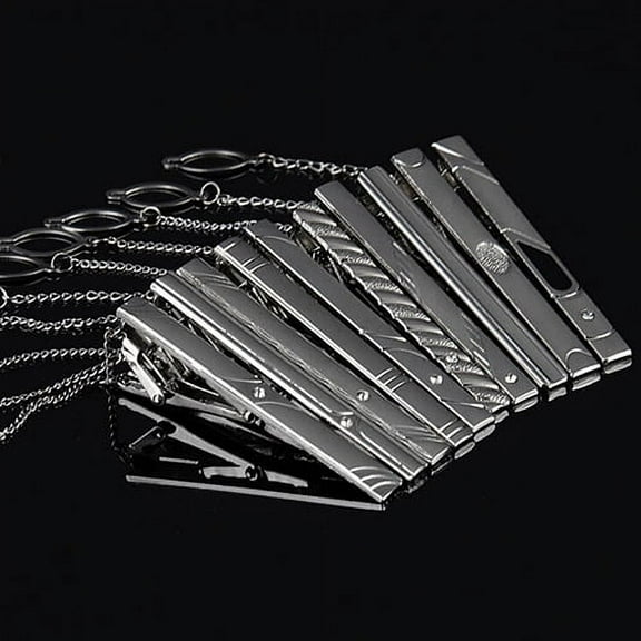 Cheers.US 6Pcs Men Gentleman Wedding Business Silver Metal Simple Suit Necktie Tie Clip Bar Pin