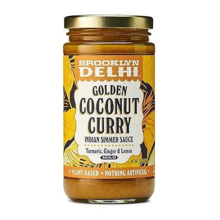Brooklyn Delhi Golden Coconut Curry | Indian Simmer Sauce with Turmeric, Ginger, Lemon, & Coriander | Mild Enough for a Kid, Flavorful for a Foodie | Vegan, Nothing Artificial (Pack of 1)