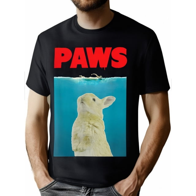 Paws Bunny T-Shirt Funny Parody Rabbit Lover Gifts - 220g