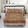 thumbnail image 2 of COEQINE Sheet Queen Size Set 3 Pieces, Includes Bedding Sheets & Pillowcases, All Around Elastic Fitted Deep Pocket All Season for Women, Men, Brown Leopard Print, 2 of 5