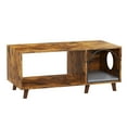 thumbnail image 6 of FRAPOW 40 in Coffee Table Cat Tables Living Room with Storage Cabinet, Wooden Rustic Coffee Tables with Cat House, Hidden Kitty Food Table Litter Box Furniture Retro Color, 6 of 8