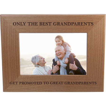 Only The Best Grandparents Get Promoted To Great Grandparents - Wood Picture Frame Holds 4x6 Inch Photo - Great Christmas, Father's Day, Mother's Day Gift For