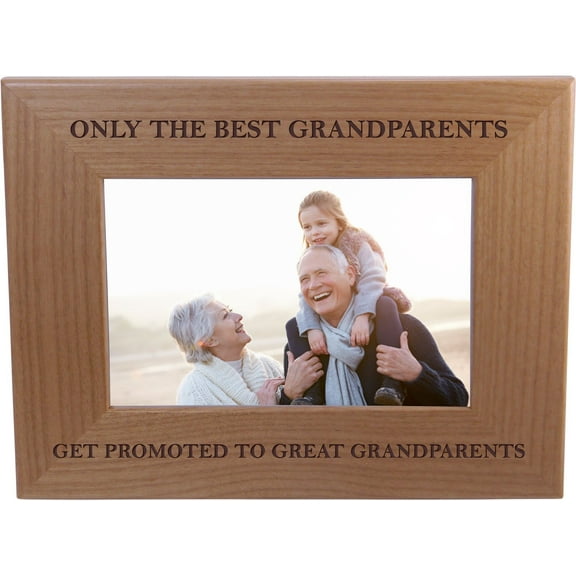 Only The Best Grandparents Get Promoted To Great Grandparents - Wood Picture Frame Holds 4x6 Inch Photo - Great Christmas, Father's Day, Mother's Day Gift For Parents