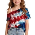 thumbnail image 2 of ITSAME Girls American Flag Graphic Tee One Shoulder T-Shirts 4th of July Independence Day Tops Multicolor Size 11, 2 of 9