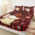thumbnail image 3 of Homewish Boys Girls Kawaii Angel Snowflake 4 Pieces Queen Sheet Sets,Geometric Plaid Ultra Soft Flat Sheet,Merry Christmas Queen Fitted Sheet,Luxury Bedroom Decor, 3 of 7