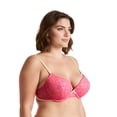 thumbnail image 2 of Curve Muse Women's Plus Size Perfect Shape Add 1 Cup Push Up Underwire Lace Bras-2Pk-Dk Pink,Black-48B, 2 of 6