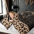 thumbnail image 3 of meiyoeat Brown Ribbon Initial T Full Size Bedding Sets for Girls, Leopard Print Polka Dots Full Size Bed in a Bag, Black Reversible, 7pcs, 3 of 6