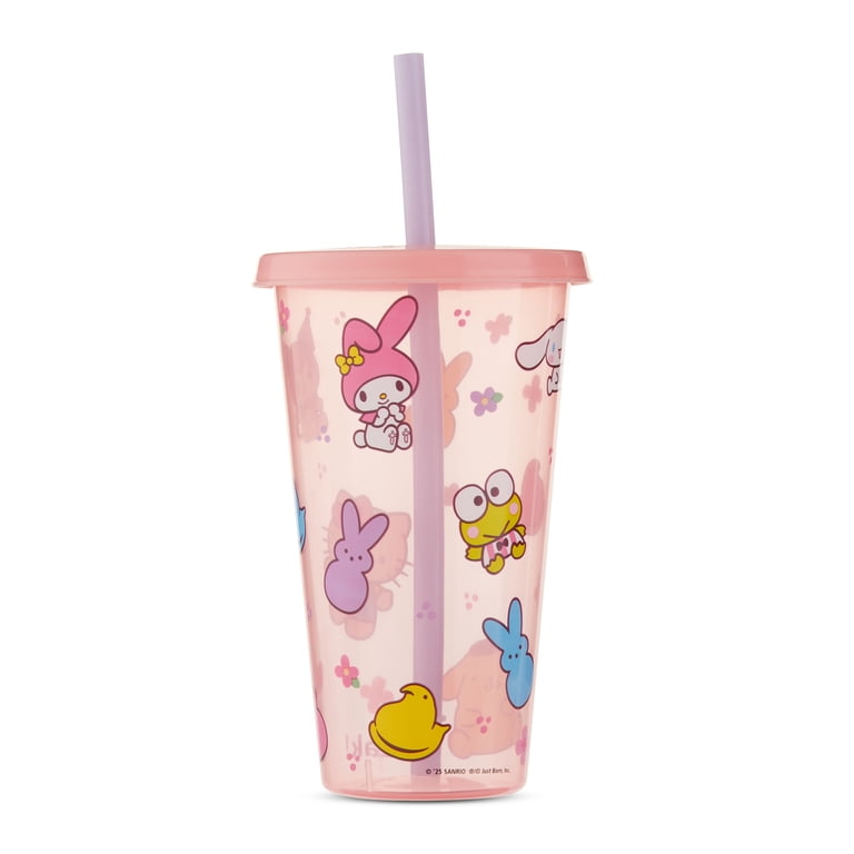 Zak Designs Hello Kitty Peeps 2pk Pink 25oz PP Straw Tumbler Set