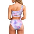 thumbnail image 2 of Bikini de dos piezas Nikou con un hombro al descubierto rosa L, 2 of 6