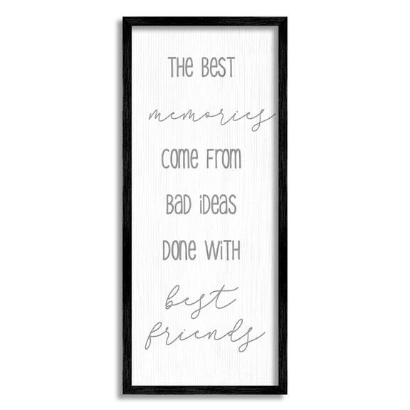Stupell Best Memories From Bad Ideas Funny Inspirational Painting Black Framed Art Print Wall Art