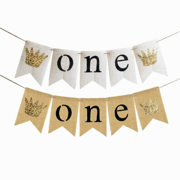 Mobutofu Burlap Banner Flags Pennant Garland Decoration For First Birthday Party Bedroom 1 Set Multi Color