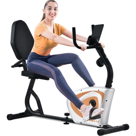 Merax Recumbent Exercise Bike with 8 Level Resistance and Digital Monitor  Gold