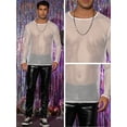 thumbnail image 4 of Unique Bargains Men's Mesh T-Shirt Long Sleeves Club Party See Through Sheer Top Tee XL White, 4 of 6