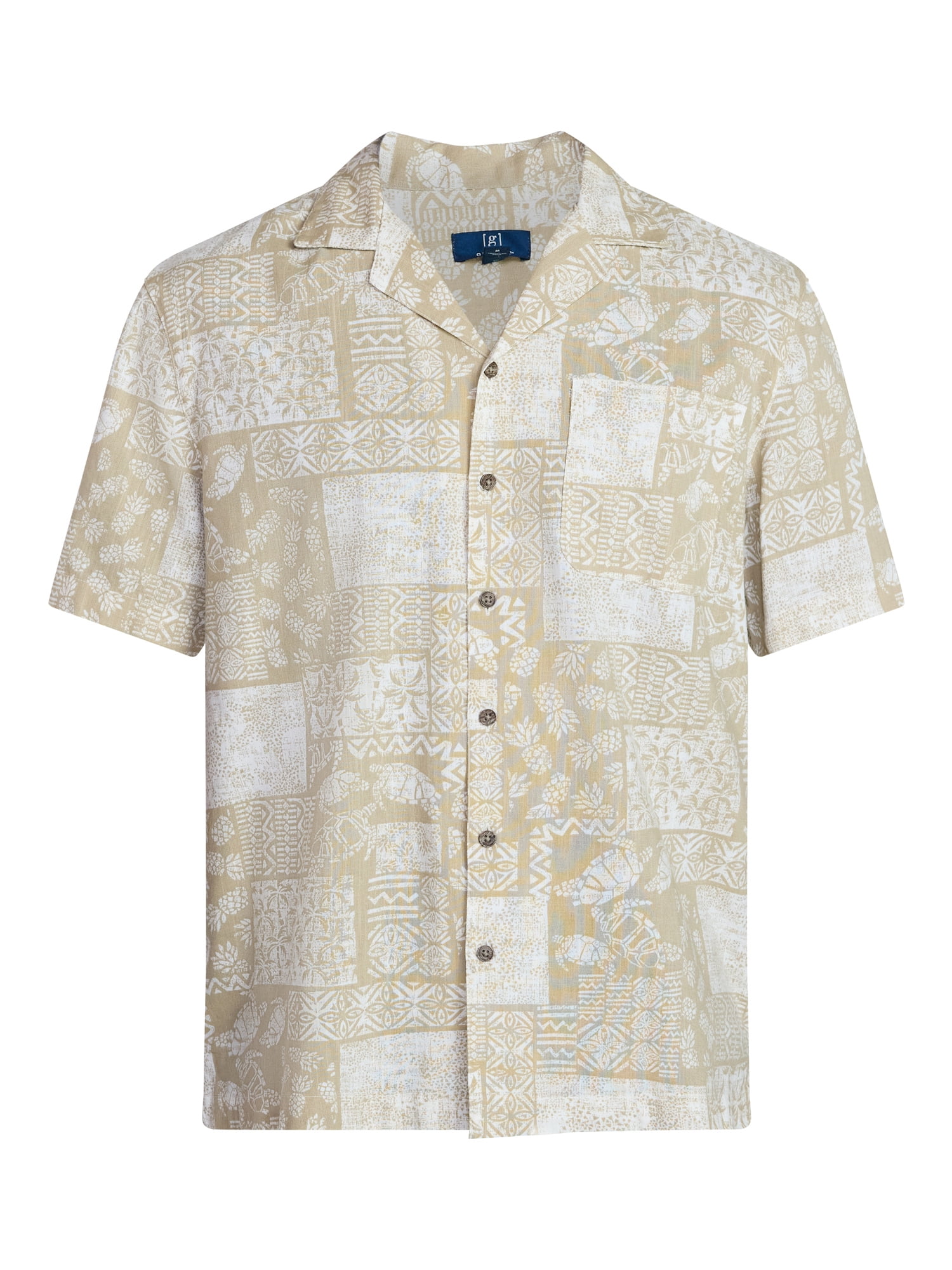George Men's Relaxed Fit Linen Blend Camp Shirt with Short Sleeves, Sizes S-5XL, LT-3XLT