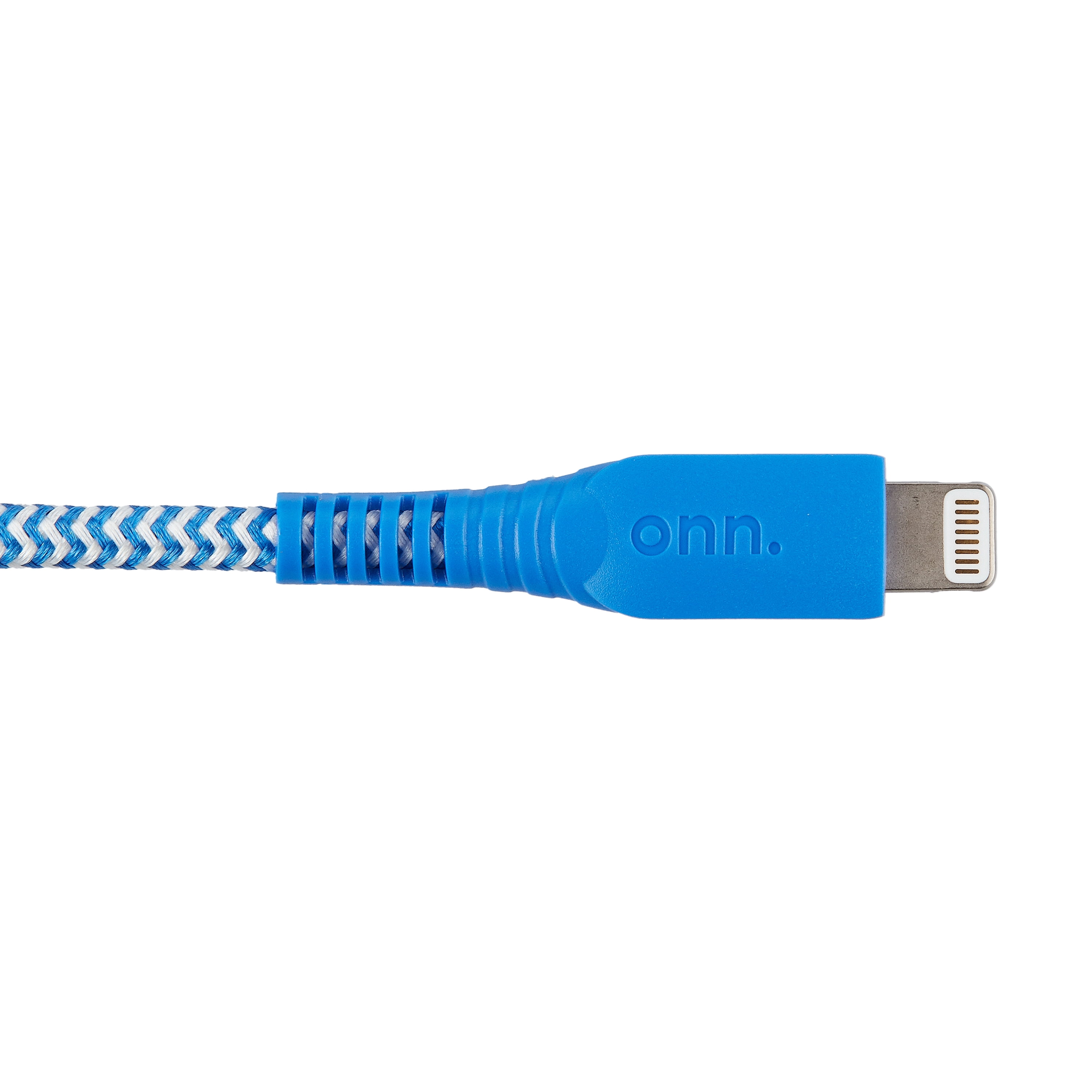 onn. 6' Braided Lightning to USB Cable, Blue