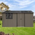 thumbnail image 4 of 12 x 10FT Outdoor Storage Shed, Waterproof Metal Garden Shed with Windows, Lockable Doors & Sloped Roof, Suitable  for Tool Storage, Bike Shed, Pet Shelter (Brown), 4 of 6