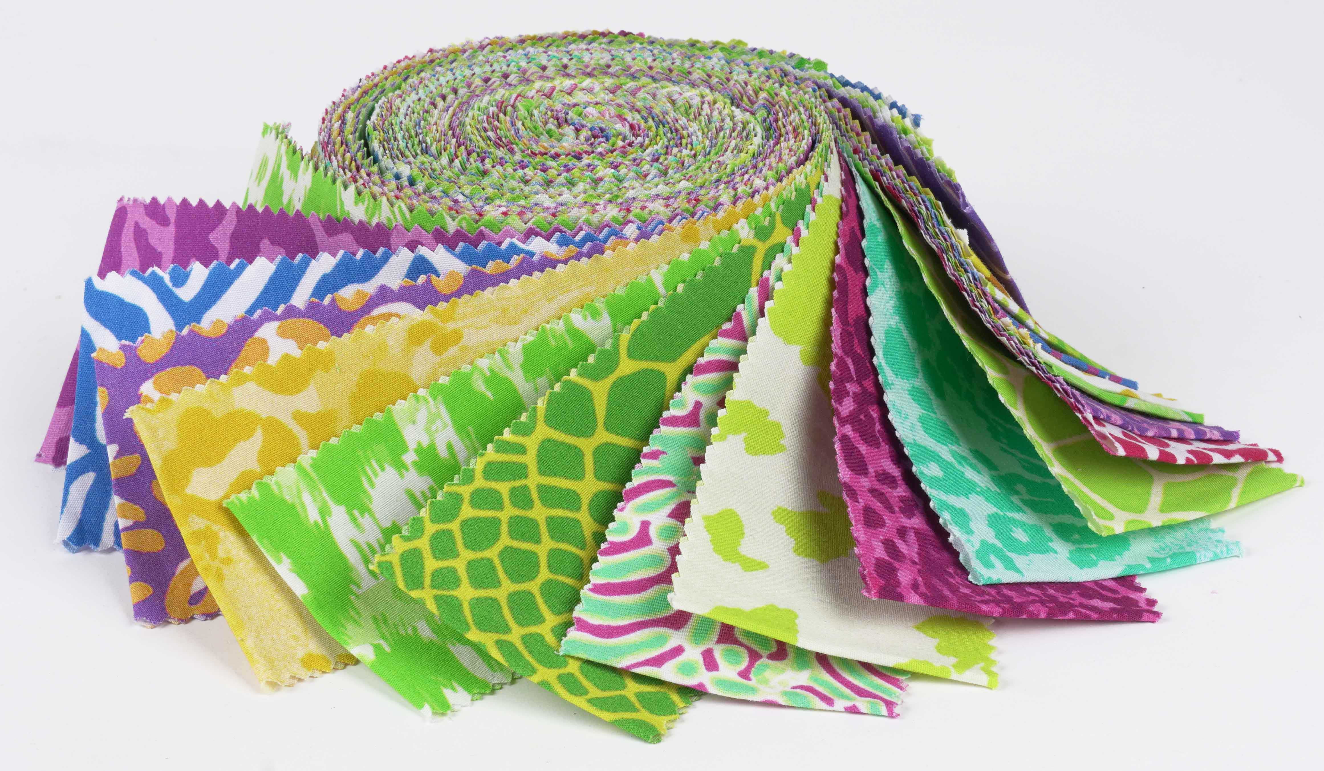 Soimoi 40Pcs Animals Print Cotton Precut Fabrics For Quilting Craft Strips 2.5x42inches Jelly Roll - Multicolor