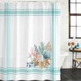 thumbnail image 2 of Aqua Coastal Shower Curtain, Waterproof Shower Curtains for Bathroom, Nautical Seashells Coral Leaves Stripes Washable Fabric Bathtub Curtain Set Bath Decor with 12 Hooks 48"x72", 2 of 8